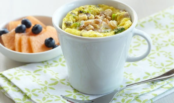 Microwave Veggie Nut Coffee Cup Scramble #breakfast #recipe