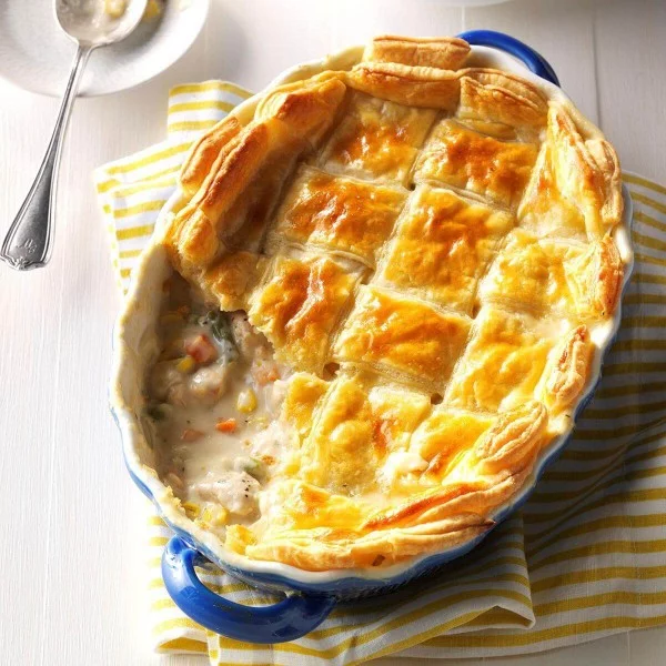 Puff Pastry Chicken Potpie #recipe #dinner