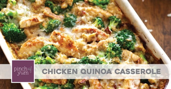 Creamy Chicken Quinoa and Broccoli Casserole #recipe #dinner