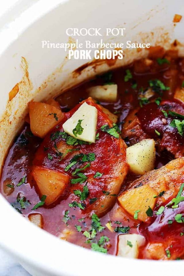 Crock Pot Pineapple Pork Chops #recipe #dinner