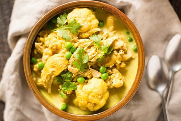 Slow Cooker Chicken Cauliflower Stew #recipe #dinner