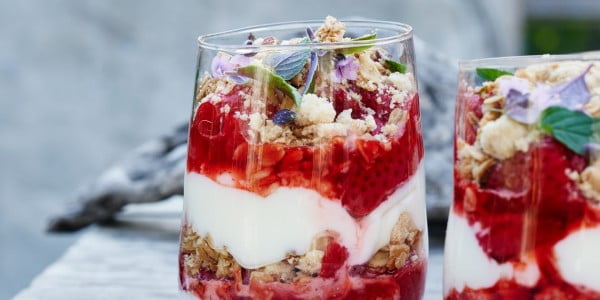 Roasted Strawberry Trifles with Lemon Cream #recipe #dessert