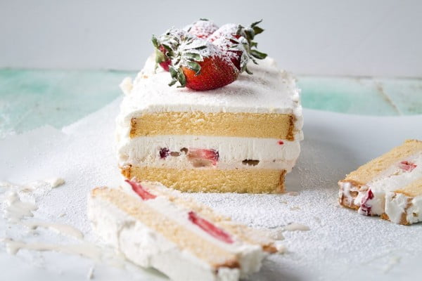 Strawberry and Ice Cream Cake #recipe #dessert