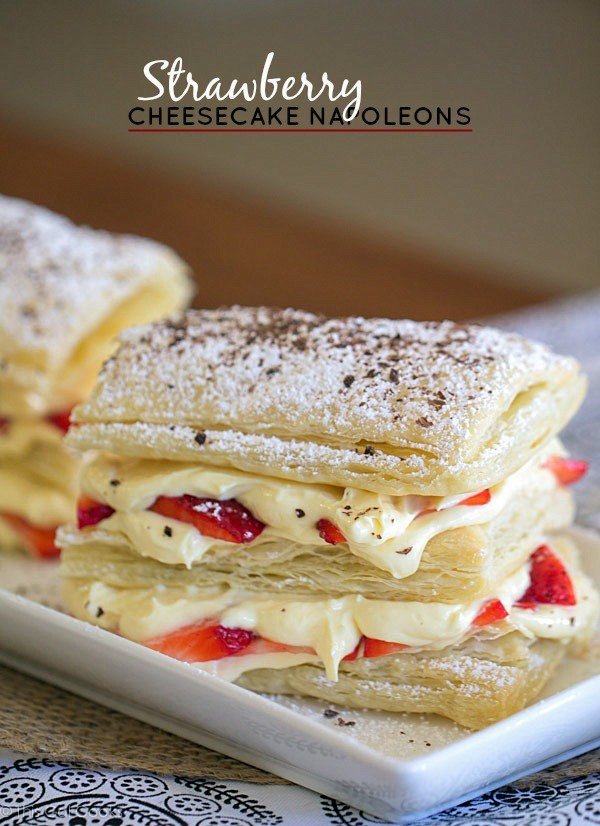 Strawberry Cheesecake Napoleons #recipe #dessert