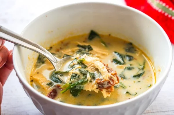 Creamy Sun Dried Tomato Chicken Soup #chicken #soup #dinner #recipe