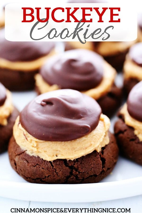 Chocolate and Peanut Butter Buckeye Cookies #dessert #chocolate #cookies