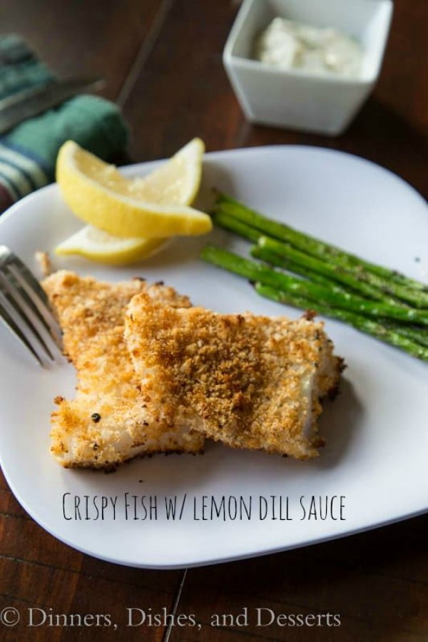 Crispy Fish with Lemon Dill Sauce #recipe #fish #dinner