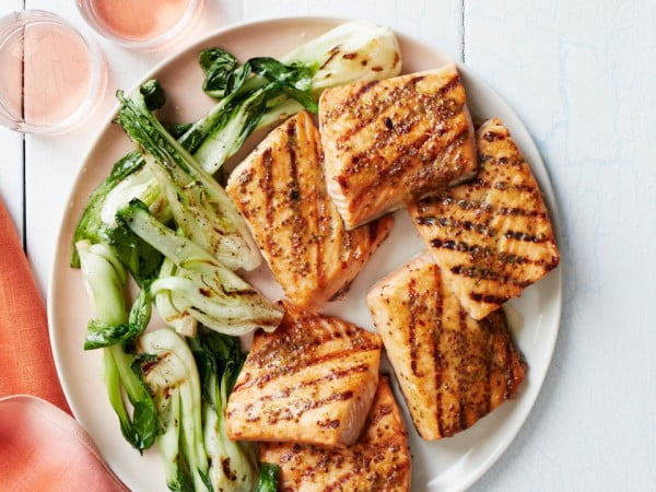 Honey-Mustard-Glazed Salmon Steaks #fish #recipe #dinner