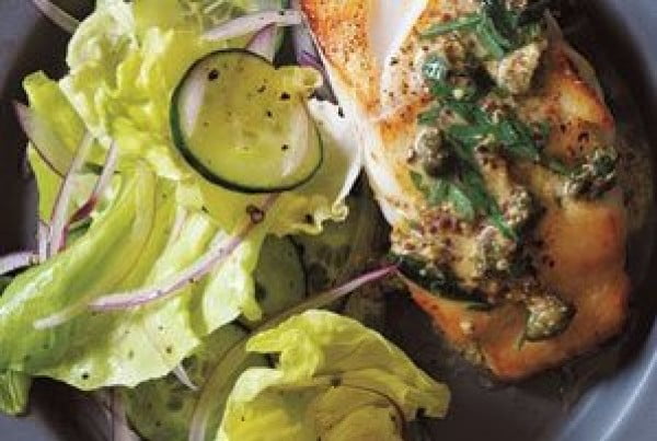 Pan-Fried Cod With Mustard-Caper Sauce #recipe #fish #dinner