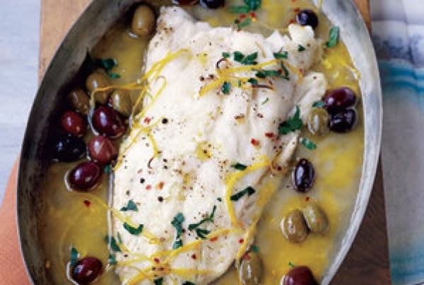 Roasted Pacific Cod With Olives and Lemon #fish #recipe #dinner