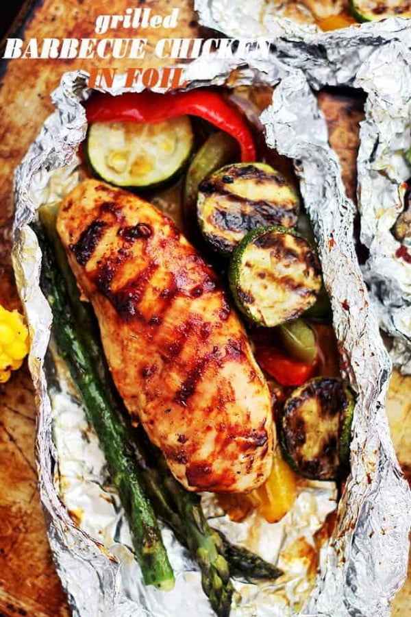 Grilled Barbecue Chicken and Vegetables in Foil Recipe #grill #dinner #recipe