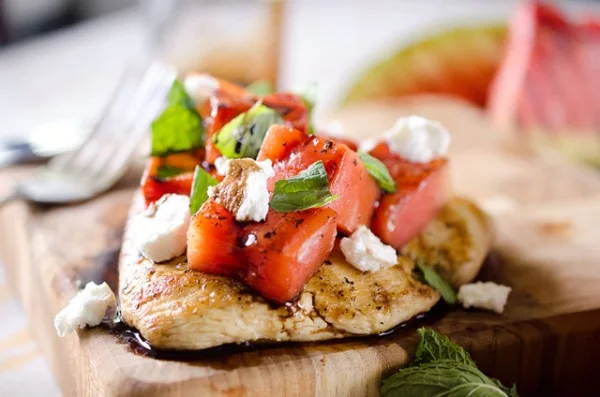 Grilled Watermelon & Balsamic Chicken #grill #dinner #recipe