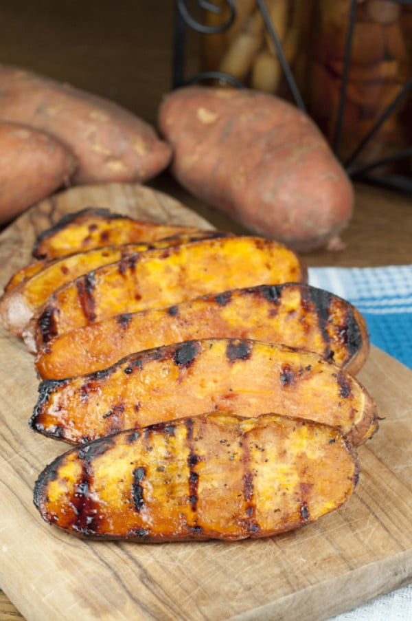 Grilled Sweet Potatoes with Cherry Glaze #grill #dinner #recipe