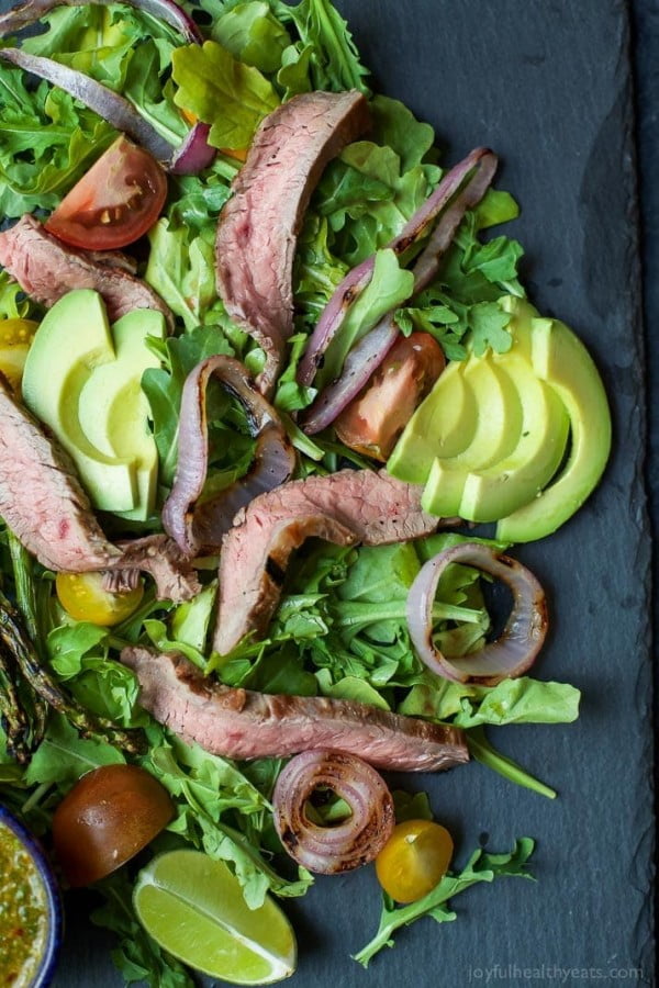 California Steak Salad with Chimichurri Dressing #recipe #salad #healthy
