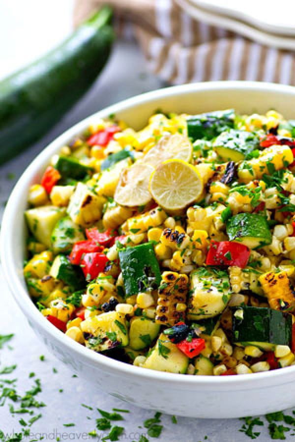 Charred Zucchini Sweet Corn Mexican Salad #recipe #salad #healthy