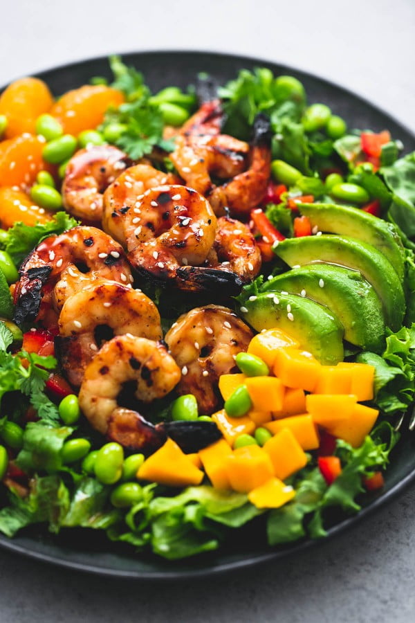 Mango Mandarin Sesame Shrimp Salad #recipe #salad #healthy