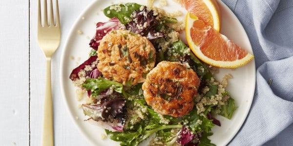 Salmon Cakes with Quinoa Salad #recipe #salad #healthy