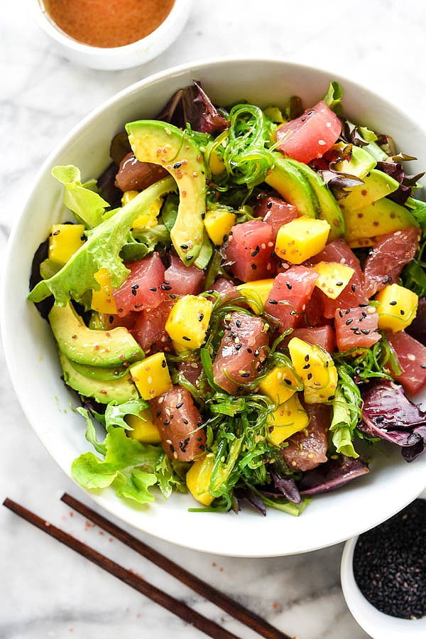 Ahi Tuna Poke and Mango Salad #recipe #salad #healthy