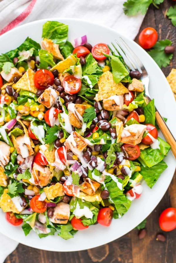 BBQ Chicken Salad with Creamy Ranch #recipe #salad #healthy