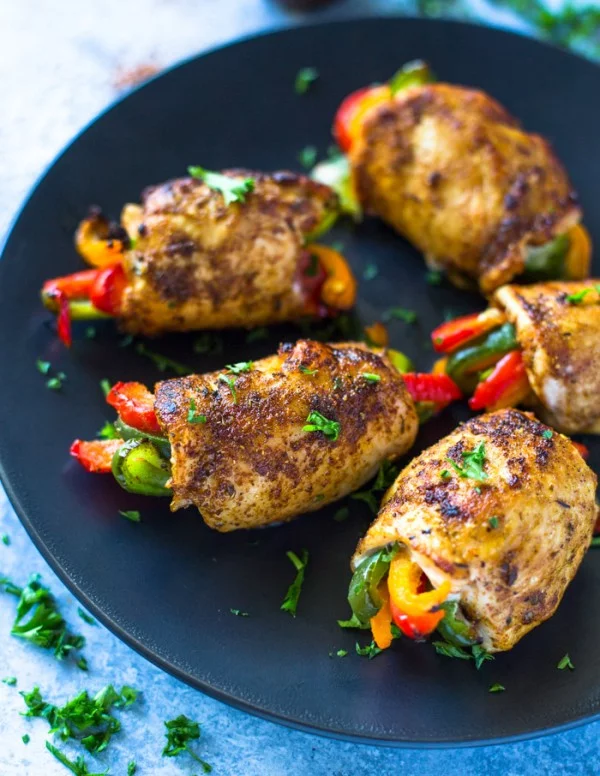 Baked Chicken Fajita Roll #lowcalorie #recipe #dinner