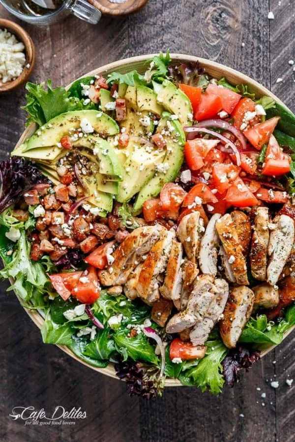 BLT Balsamic Chicken Avocado & Feta Salad meat-salad