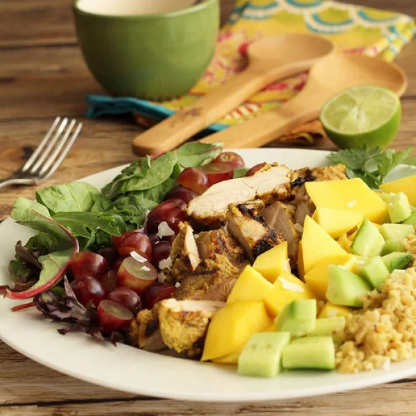 Grilled Tandoori Turkey Salad with Creamy Curry Dressing meat-salad