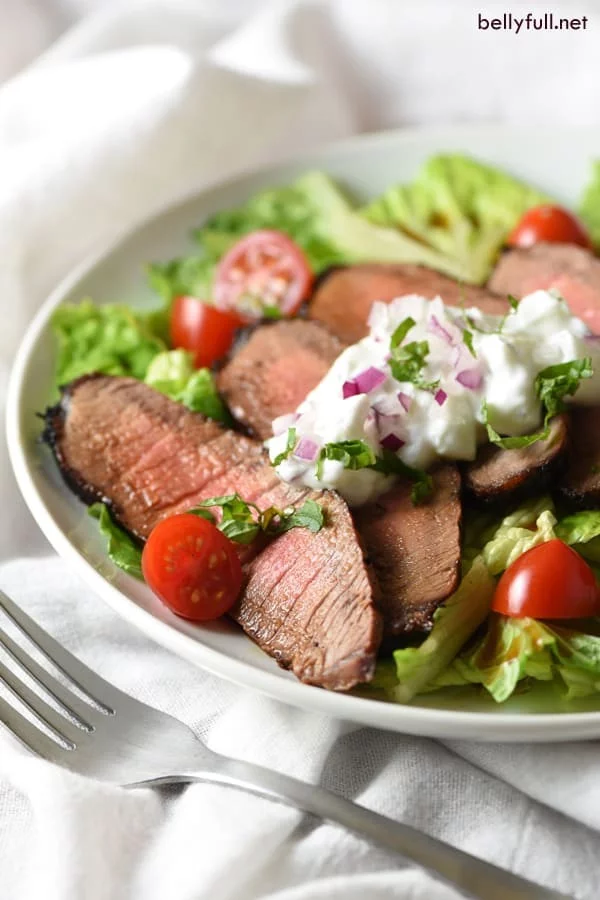 Grilled Steak Salad with Tzatziki Sauce meat-salad