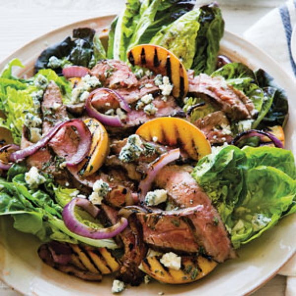 Flank Steak and Grilled Peach Salad with Blue Cheese meat-salad