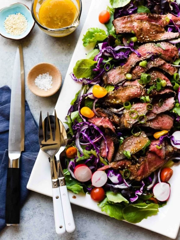 Miso-Marinated Steak Salad #meat #salad #dinner #recipe