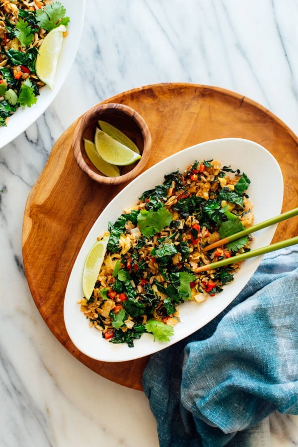 Spicy Kale and Coconut Fried Rice #meatless #dinner #recipe
