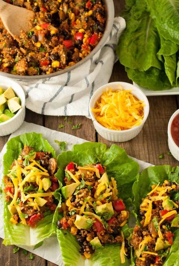 Taco Vegetarian Lettuce Wraps #meatless #dinner #recipe