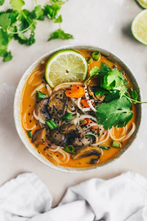 Thai Coconut Curry Noodle Soup (V + GF) #noodles #soup #dinner #recipe
