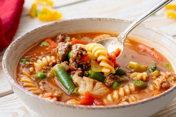 Mom's Vegetable Beef Noodle Soup #noodles #soup #dinner #recipe
