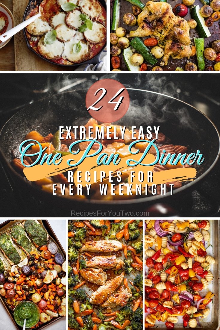 These recipes are just too easy! 24 delicious one-pan dinner recipes for every weeknight. Great list! #onepan #dinner #recipe