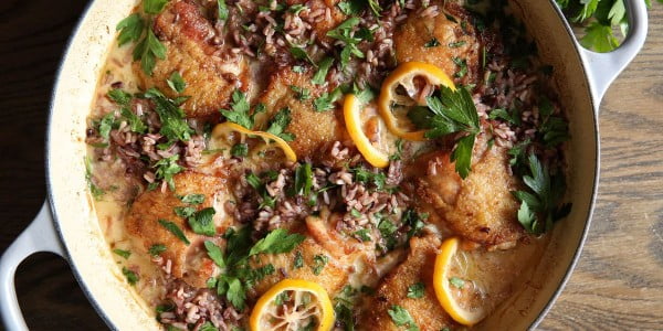 Creamy Lemon Chicken with Wild Rice #onepot #dinner #recipe