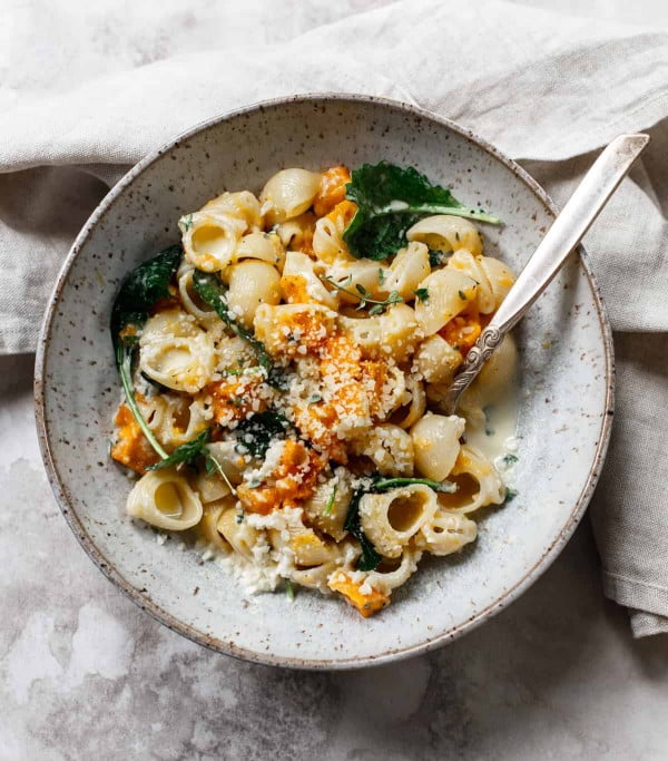 pumpkin pasta in parmesan garlic cream sauce #pasta #dinner #recipe