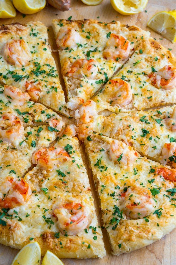 Shrimp Scampi Pizza Recipe #pizza #dinner #recipe