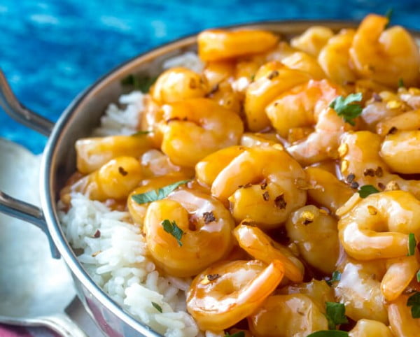 Bourbon Shrimp {A Fun Twist on a Simple Take-out Dish} #dinner #recipe #smalldinner