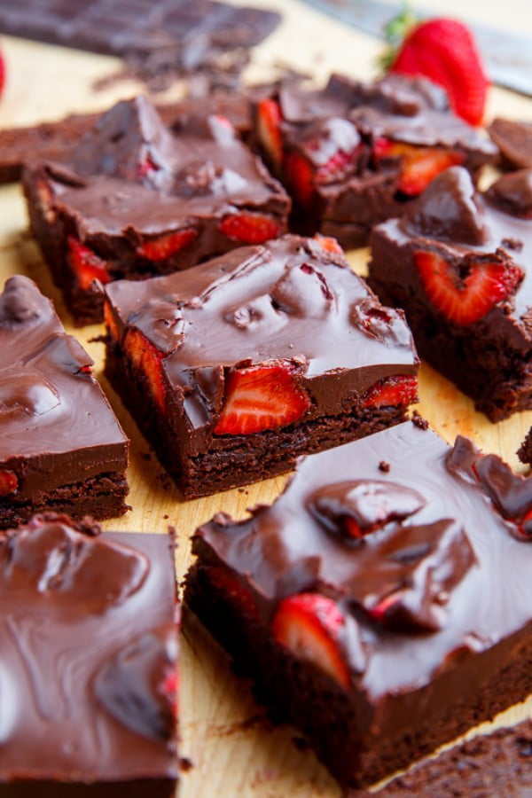 Chocolate Covered Strawberry Brownies Recipe #romantic #recipe #dessert