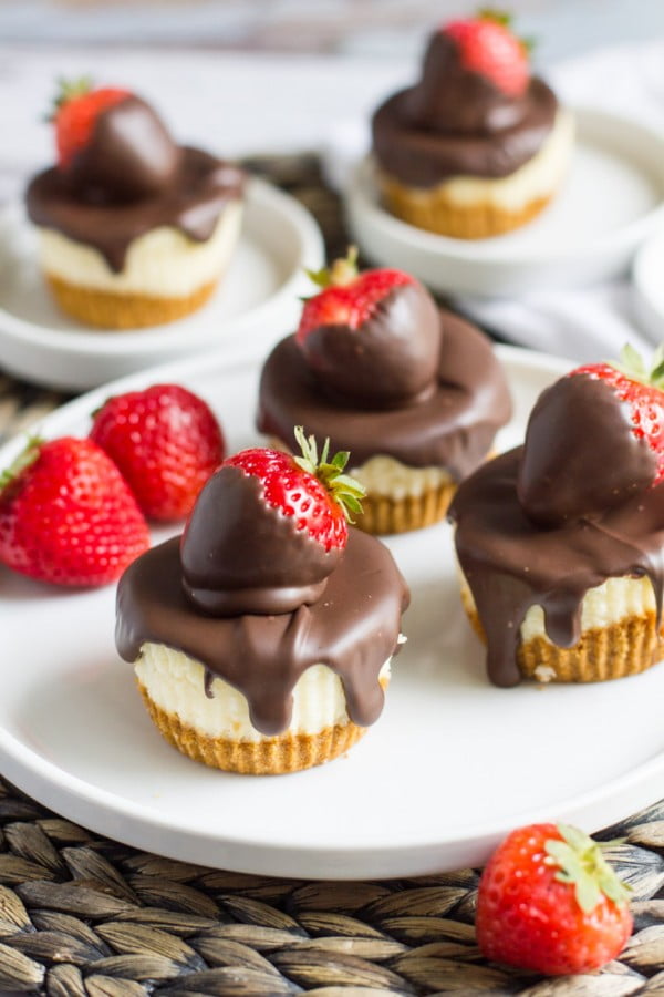 Chocolate Covered Strawberry Cheesecakes - Away From the Box #romantic #recipe #dessert