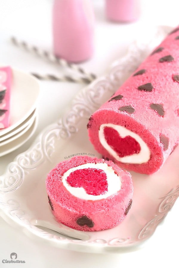 "Love is All Around" Cake Roll #romantic #recipe #dessert