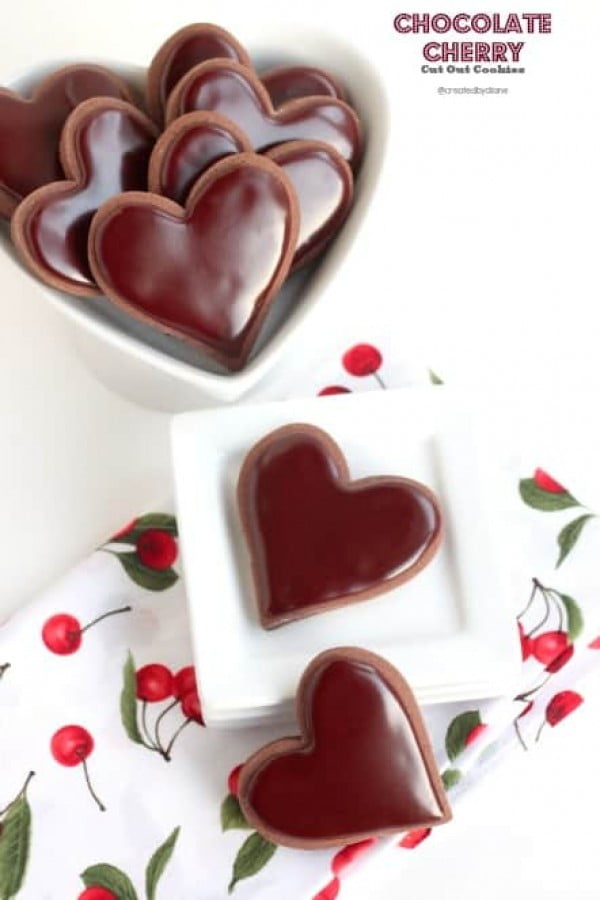 Chocolate Cherry Cut Out Cookies #romantic #recipe #dessert