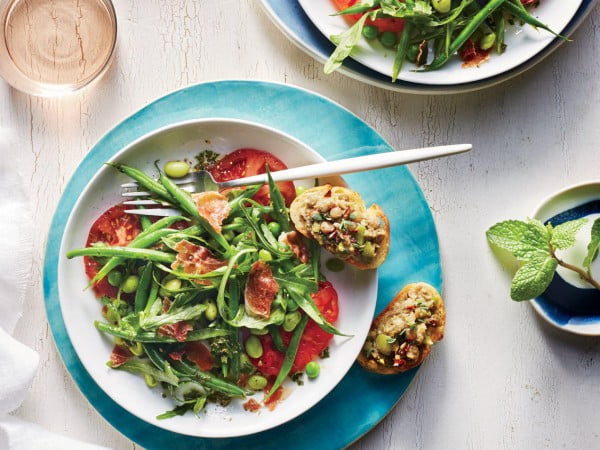 Fresh Pea, Prosciutto, and Herb Salad #steak #recipe #dinner