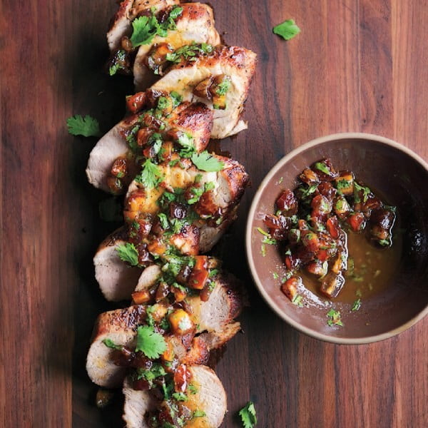 Pork Tenderloin with Date and Cilantro Relish #steak #recipe #dinner