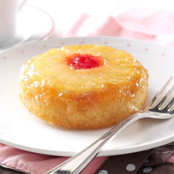 Pineapple Upside-Down Cake for Two Recipe | Taste of Home #cake #recipe #dessert