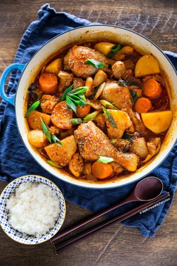 Spicy Korean Chicken Stew (Dak Dori Tang) #chicken #spicy #dinner