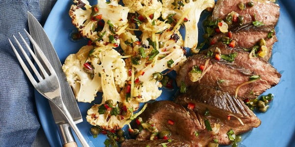 Steak and Cauliflower with Caper Relish #steak #recipe #dinner