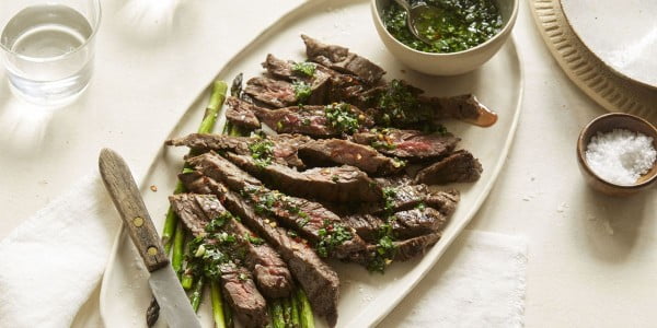 Cilantro-Lime Chimichurri Grilled Steak #steak #recipe #dinner