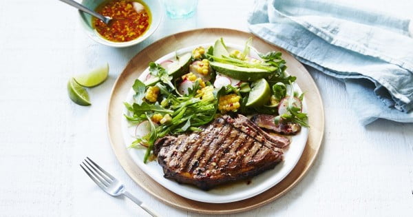 Chilli and lime steak with avocado salad #steak #recipe #dinner