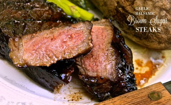 Garlic Balsamic Brown Sugar Steaks #steak #marinade #bbq #grill #dinner